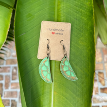 Load image into Gallery viewer, Wood Lime Slice Earrings
